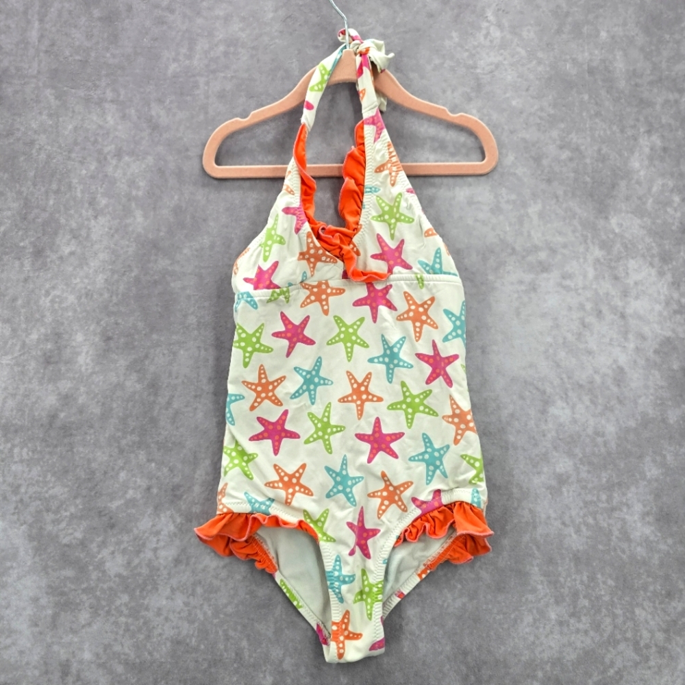 Garnet‎ Hill Starfish Print Halter Girls Toddler Kids Swimwear Small 6